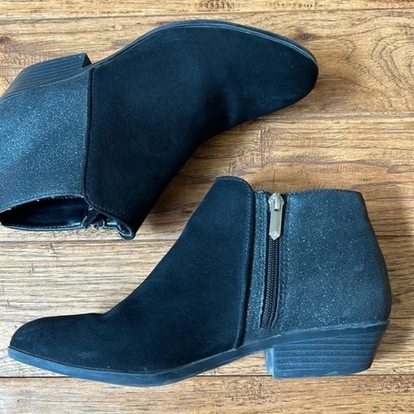 Sam Edelman Black Sparkle Shimmer Vegan Leather Ankle Boots Booties Size 5 - Picture 4 of 13